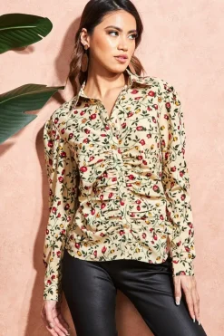 Floral Print Shirt - Beige by City Goddess