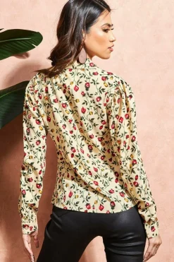 Floral Print Shirt - Beige by City Goddess