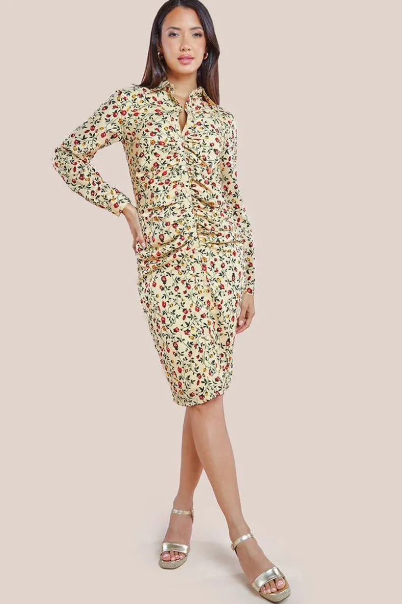 Floral Print Shirt Dress - Beige by City Goddess