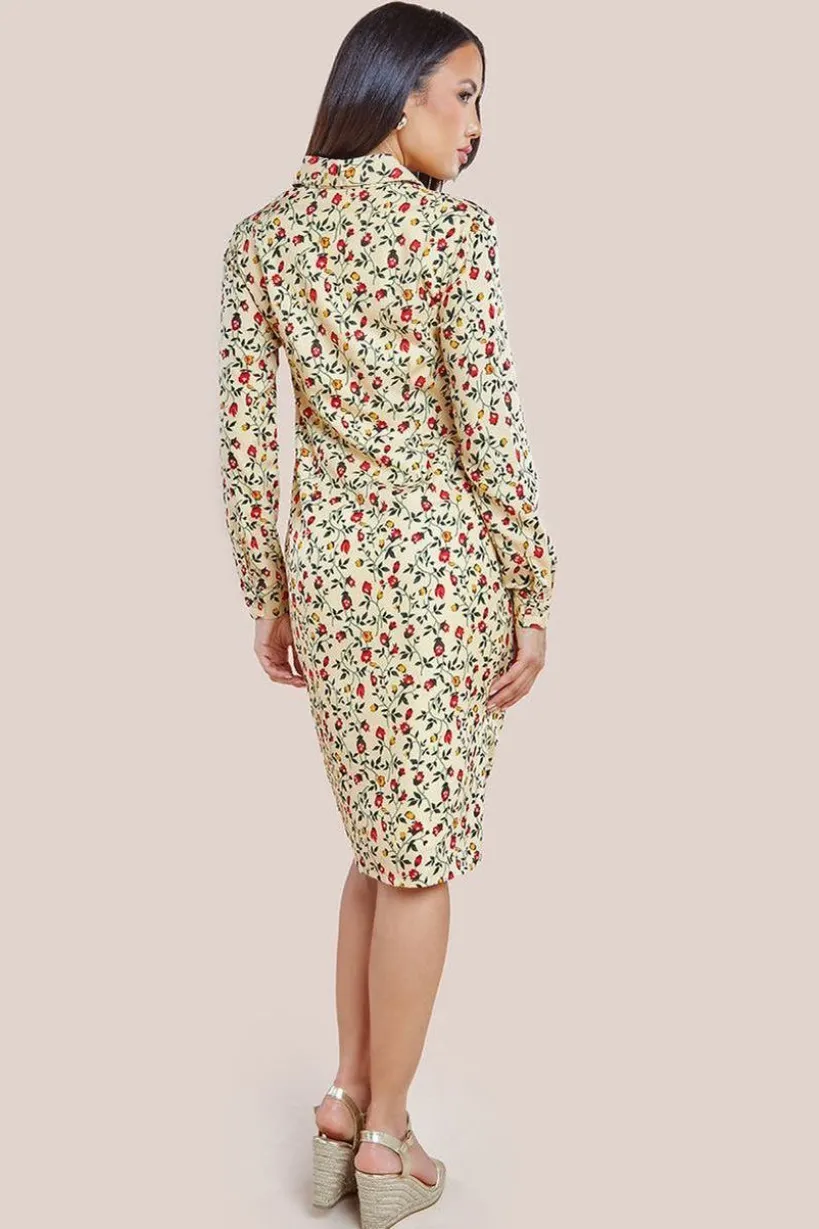 Floral Print Shirt Dress - Beige by City Goddess