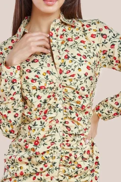 Floral Print Shirt Dress - Beige by City Goddess
