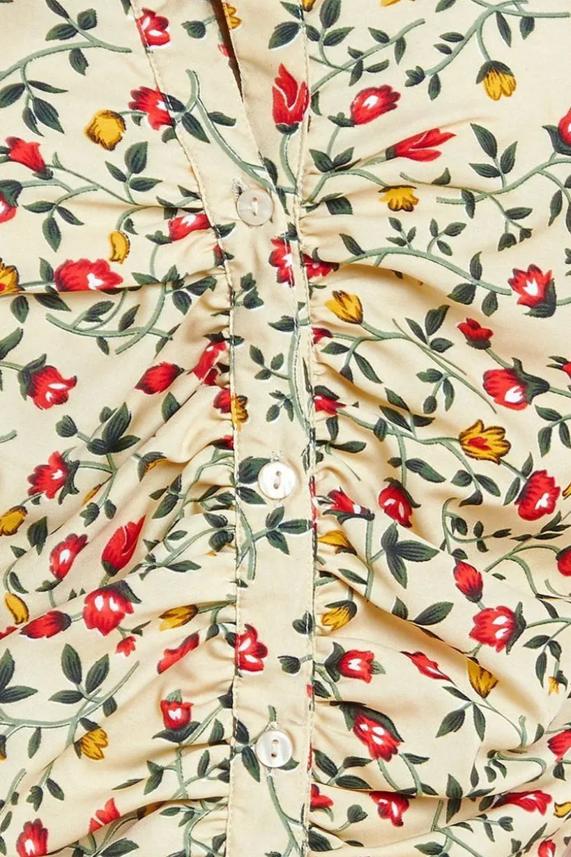 Floral Print Shirt Dress - Beige by City Goddess