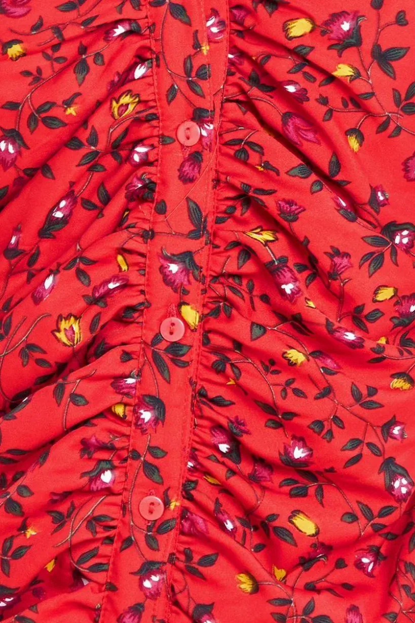 Floral Print Shirt Dress - Red by City Goddess