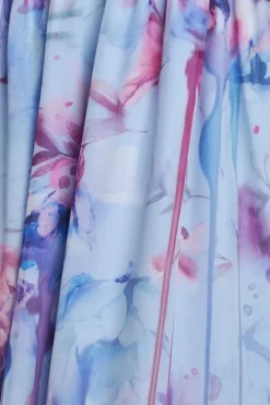 Floral Printed Chiffon Halter Maxi Dress - Blue by Goddiva