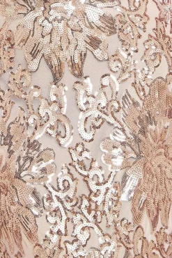 Floral Sequin Mesh Maxi Dress - Champagne by Goddiva