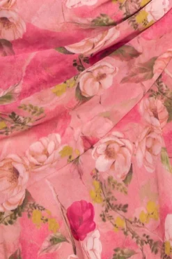 Floral Wrap High And Low Midaxi Dress - Pink by Goddiva