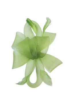 Flower & Feathers Fascinator Hat With Headband & Clip In Green by SVNX