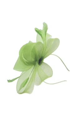 Flower & Feathers Fascinator Hat With Headband & Clip In Green by SVNX