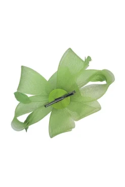 Flower & Feathers Fascinator Hat With Headband & Clip In Green by SVNX