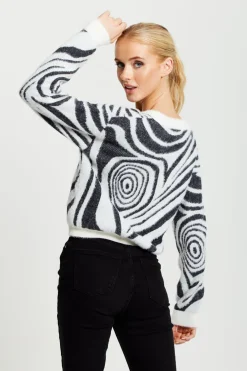 Fluffy Black And White Cardigan by Liquorish