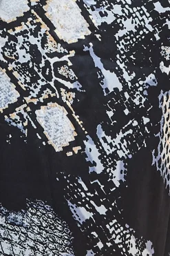 Foil Print Wrap Midi With Tassels - Black by Goddiva