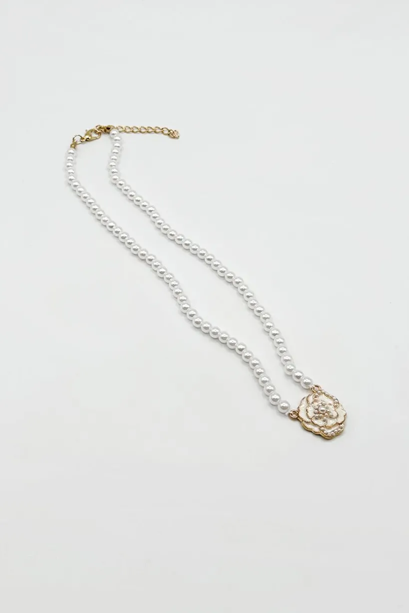 French Camellia Pearl Necklace - Gift Boxed by SVNX
