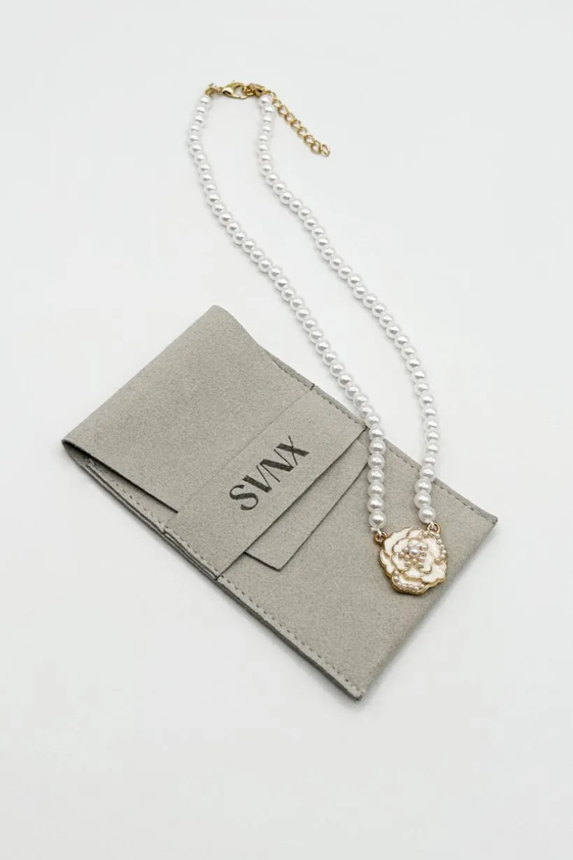French Camellia Pearl Necklace - Gift Boxed by SVNX