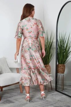 Frill Hem Printed Wrap Dress by Double Second