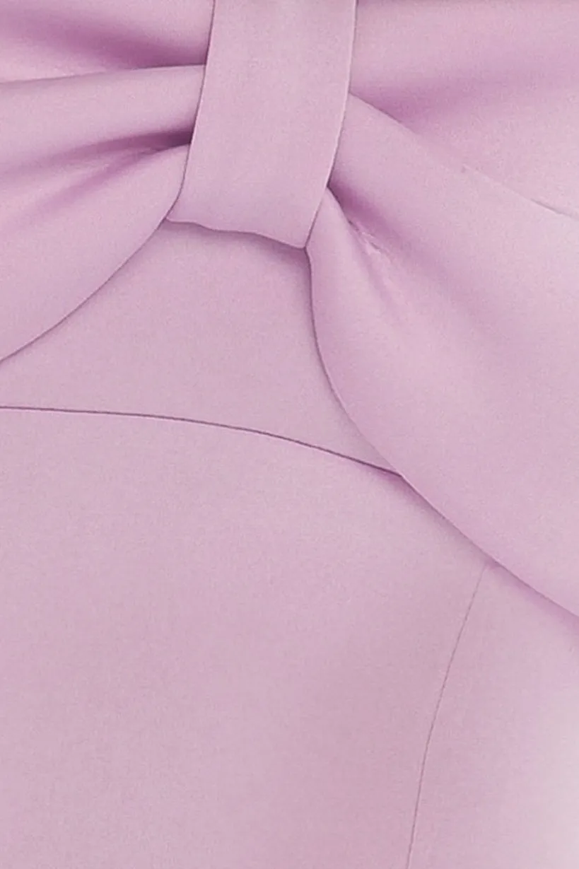 Front Bow Off The Shoulder Mini Dress - Lilac by Goddiva