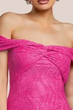 Front Knot Twist Maxi Dress - Magenta by Goddiva