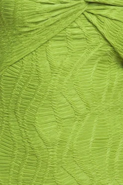 Front Knot Twist Maxi Dress - Lime Green by Goddiva