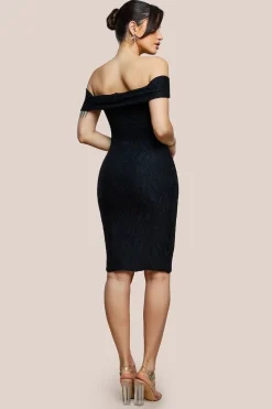 Front Knot Twist Midi Dress - Black by Goddiva