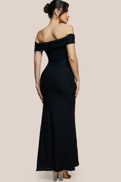 Front Knot Twist Maxi Dress - Black by Goddiva
