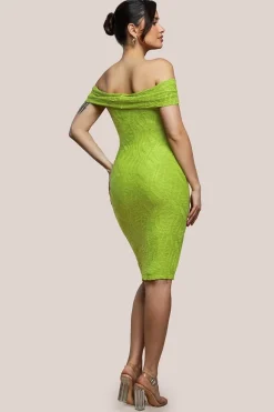 Front Knot Twist Midi Dress - Lime Green by Goddiva