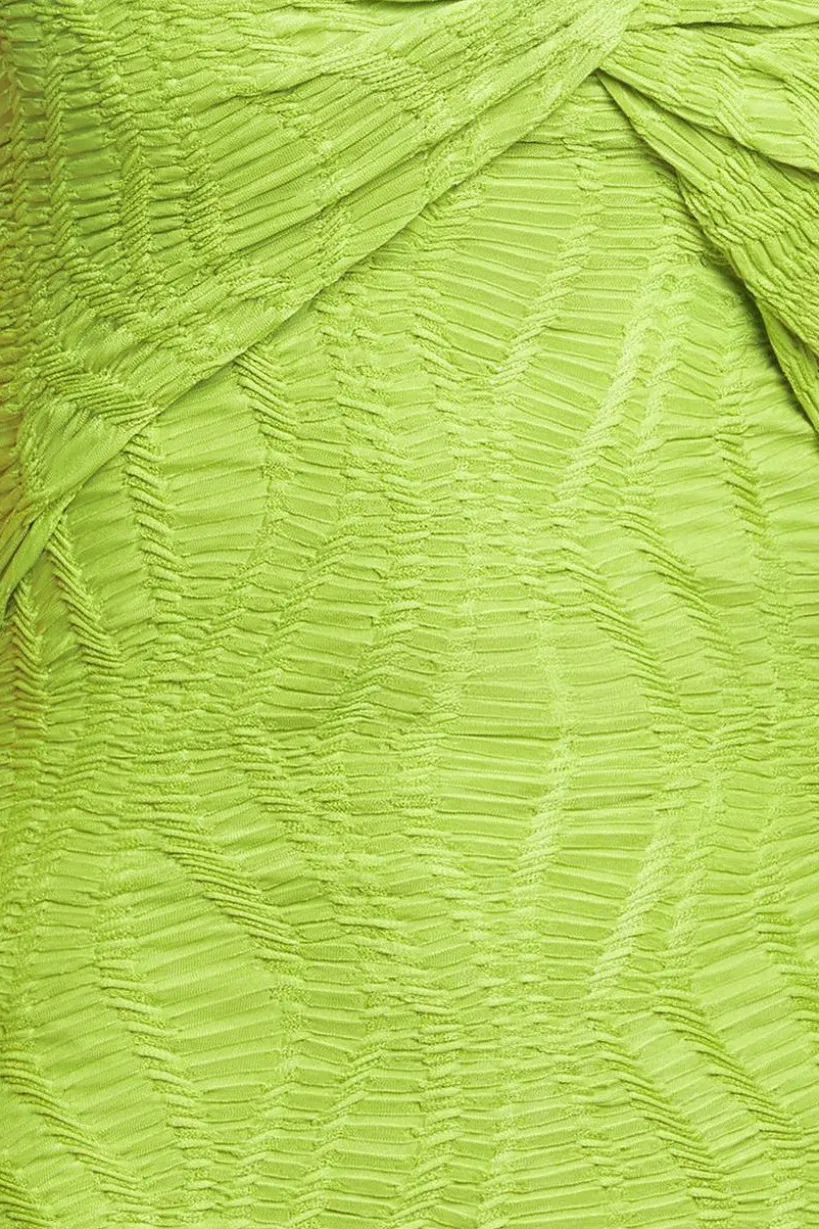 Front Knot Twist Midi Dress - Lime Green by Goddiva