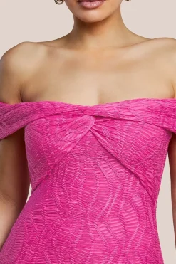 Front Knot Twist Midi Dress - Magenta by Goddiva