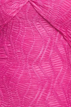 Front Knot Twist Midi Dress - Magenta by Goddiva