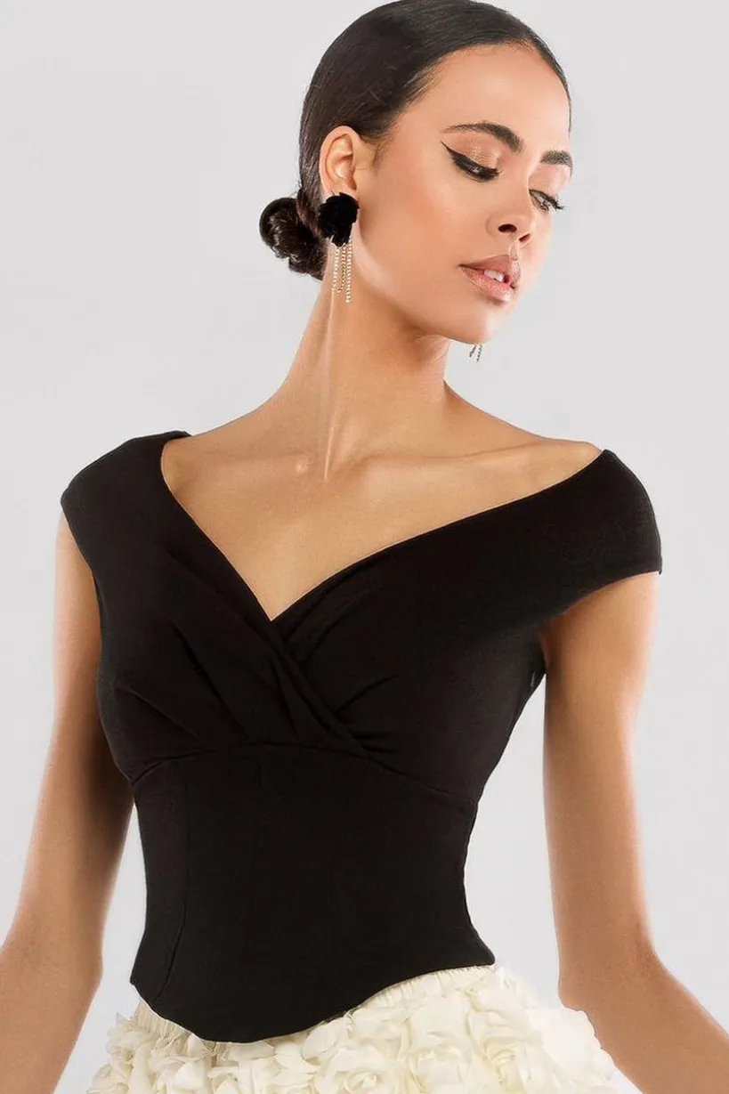 Front Pleated Wrap Off The Shoulder Corset by Goddiva