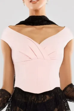 Front Pleated Wrap Off The Shoulder Corset by Goddiva
