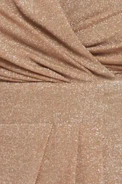 Front Wrap Lurex Bodycon Maxi Dress - Nude by Goddiva