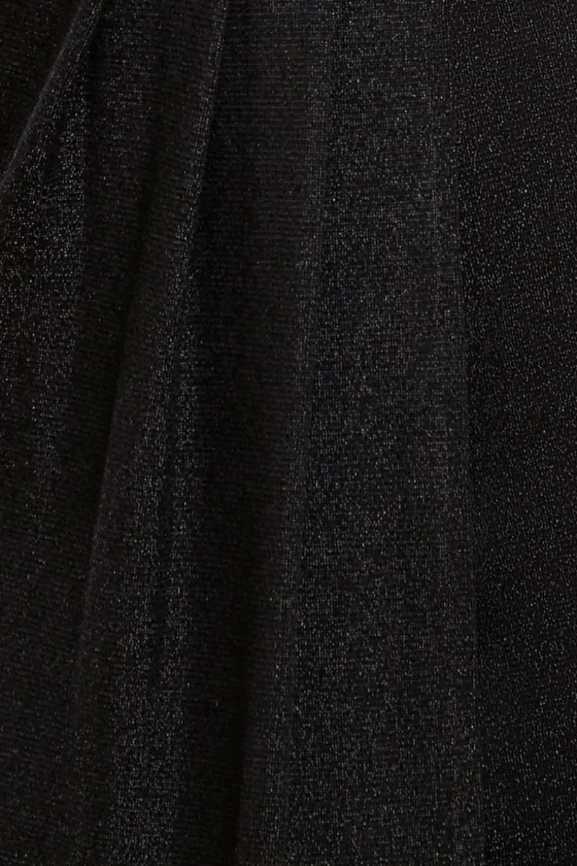 Front Wrap Lurex Bodycon Maxi Dress - Black by Goddiva