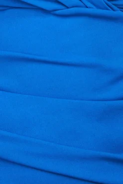 Front Wrap Pleated Scuba Maxi Dress - Royal Blue by Goddiva