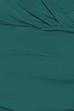 Front Wrap Pleated Scuba Maxi Dress - Emerald Green by Goddiva