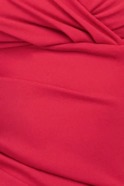 Front Wrap Pleated Scuba Maxi Dress - Red by Goddiva