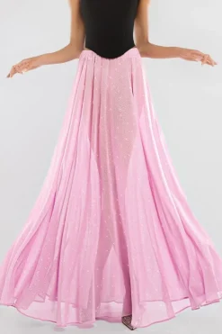Gathered A-Line Glitter Chiffon Maxi Skirt by Goddiva