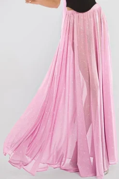 Gathered A-Line Glitter Chiffon Maxi Skirt by Goddiva