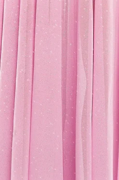 Gathered A-Line Glitter Chiffon Maxi Skirt by Goddiva