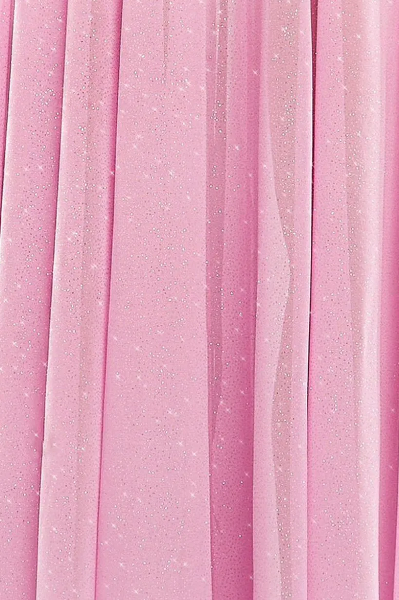 Gathered A-Line Glitter Chiffon Maxi Skirt by Goddiva