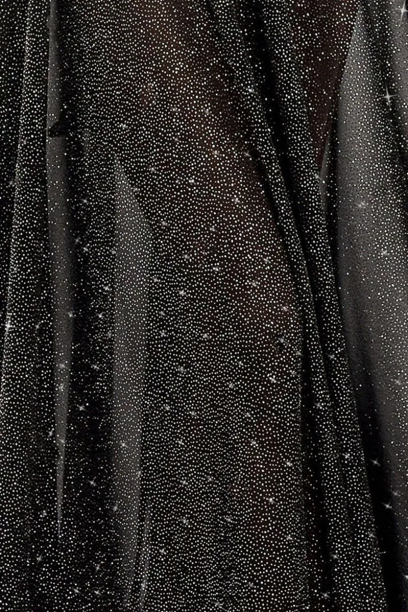 Gathered A-Line Glitter Chiffon Maxi Skirt by Goddiva