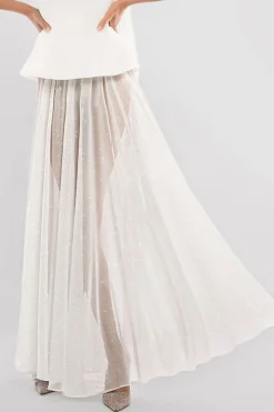 Gathered A-Line Glitter Chiffon Maxi Skirt by Goddiva