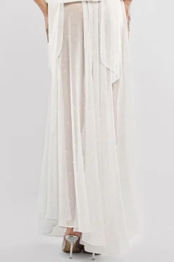 Gathered A-Line Glitter Chiffon Maxi Skirt by Goddiva