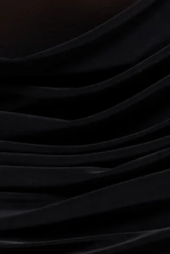 Gathered Off The Shoulder Mesh Waist Panel Maxi Dress - Black by Goddiva