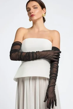 Gathered Stretch Mesh Gloves by Goddiva