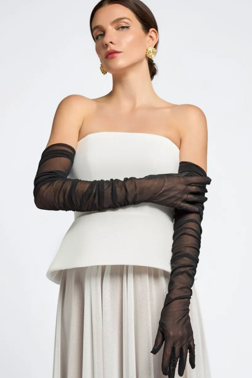 Gathered Stretch Mesh Gloves by Goddiva