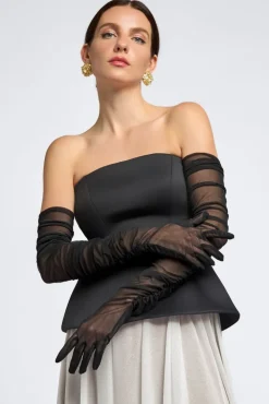 Gathered Stretch Mesh Gloves by Goddiva
