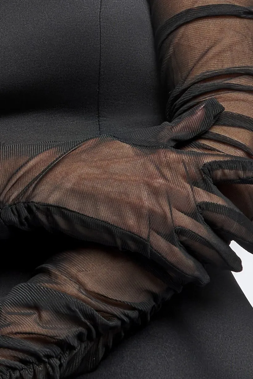Gathered Stretch Mesh Gloves by Goddiva