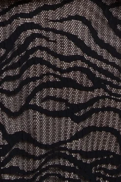 Geo Wave Flare Skirt Long Sleeve Maxi Dress - Black by Goddiva