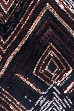 Geometric Sequin Sleeveless Maxi - Black by Goddiva