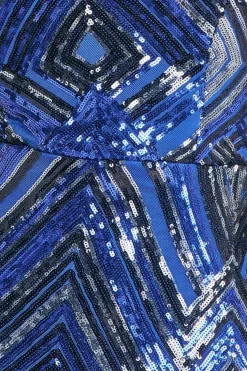 Geometric Sequin Sleeveless Maxi - Royal Blue by Goddiva