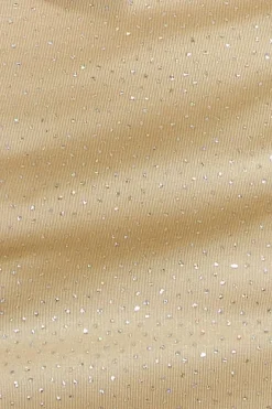 Glitter Cowl Back Mini With Sleeves - Gold by Goddiva